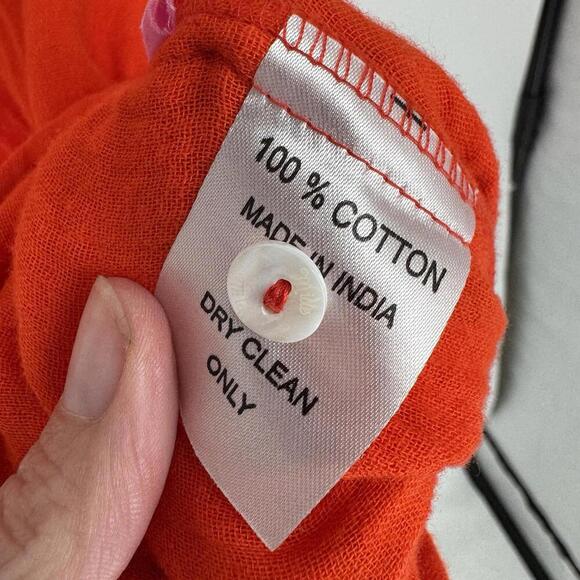 Millie top small S orange gauzy cotton oversized relaxed tropical beachy summer - Picture 5 of 5